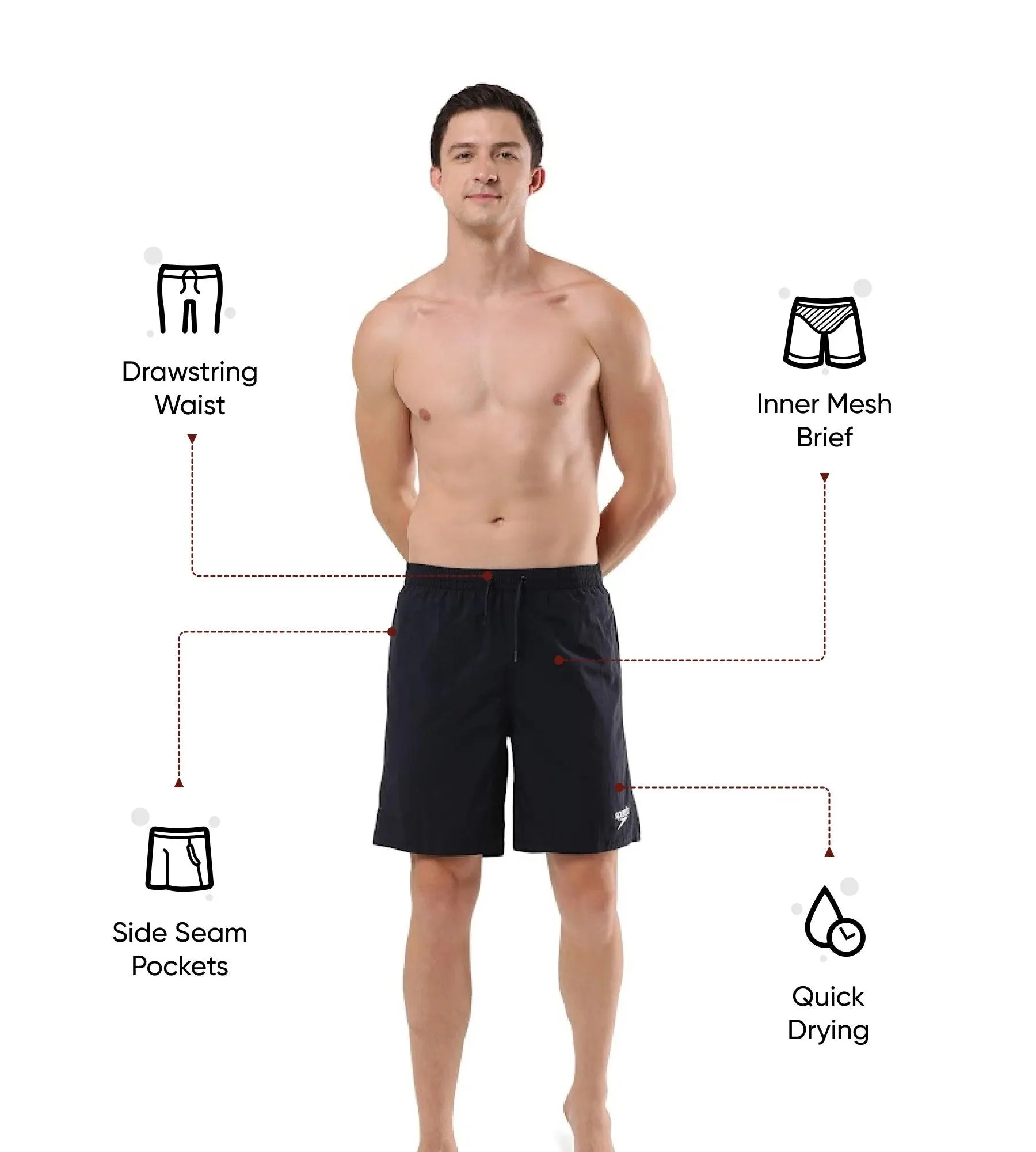Men's Recycled Nylon Essential Watershorts - True Navy & White - Image 3