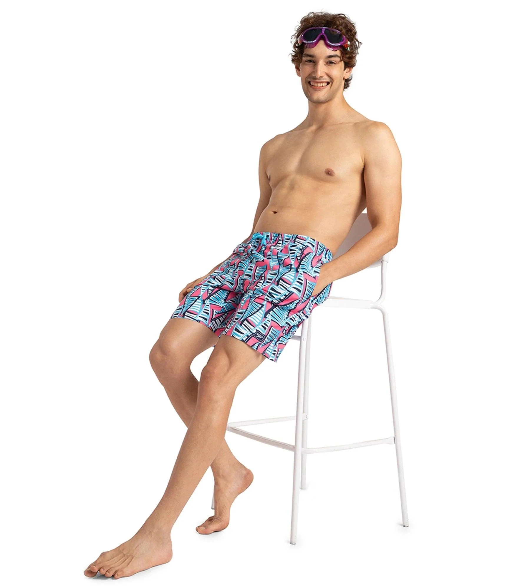 Men's Recycled Polyster Essential Printed Leisure Watershorts - Fandango Pink & Pure Blue - Image 7