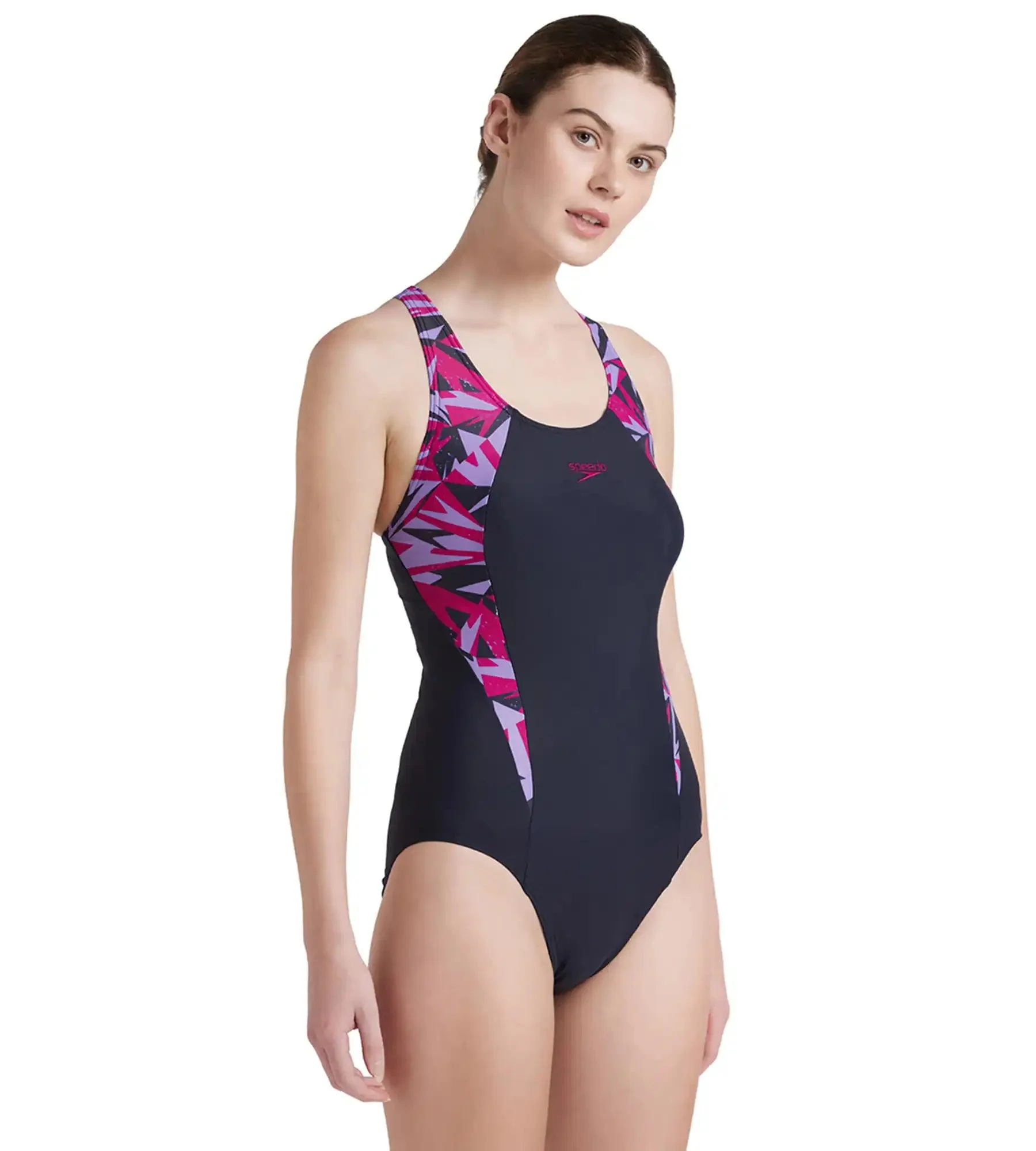 Women's Endurance 10 Hyperboom Splice Racerback One Piece Swimwear - True Navy & Berry - Image 4
