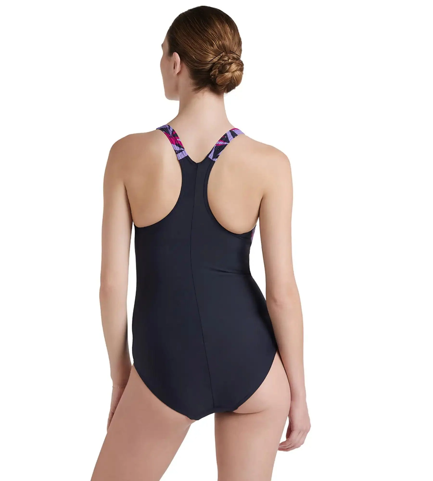 Women's Endurance 10 Hyperboom Splice Racerback One Piece Swimwear - True Navy & Berry - Image 5