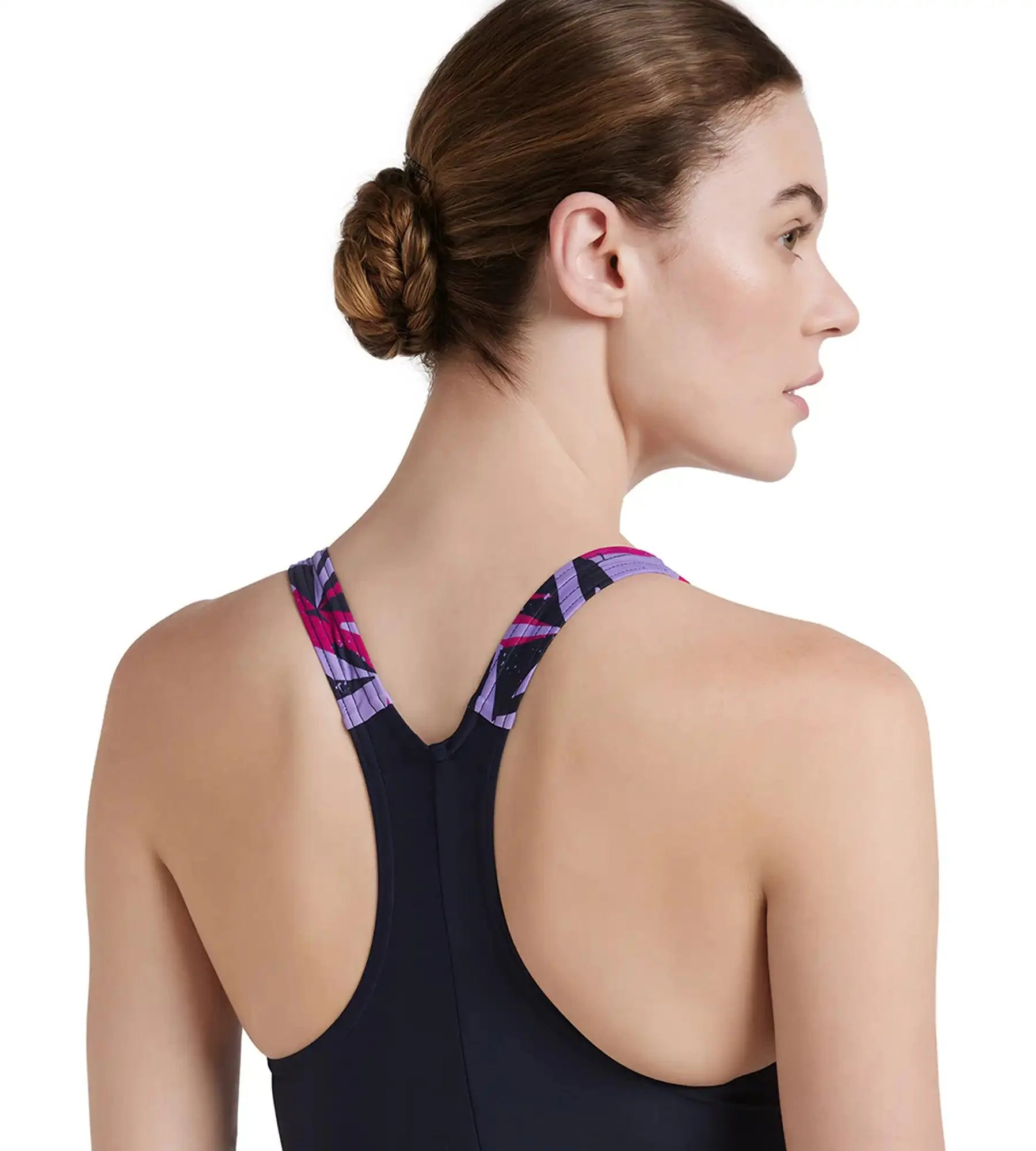 Women's Endurance 10 Hyperboom Splice Racerback One Piece Swimwear - True Navy & Berry - Image 9