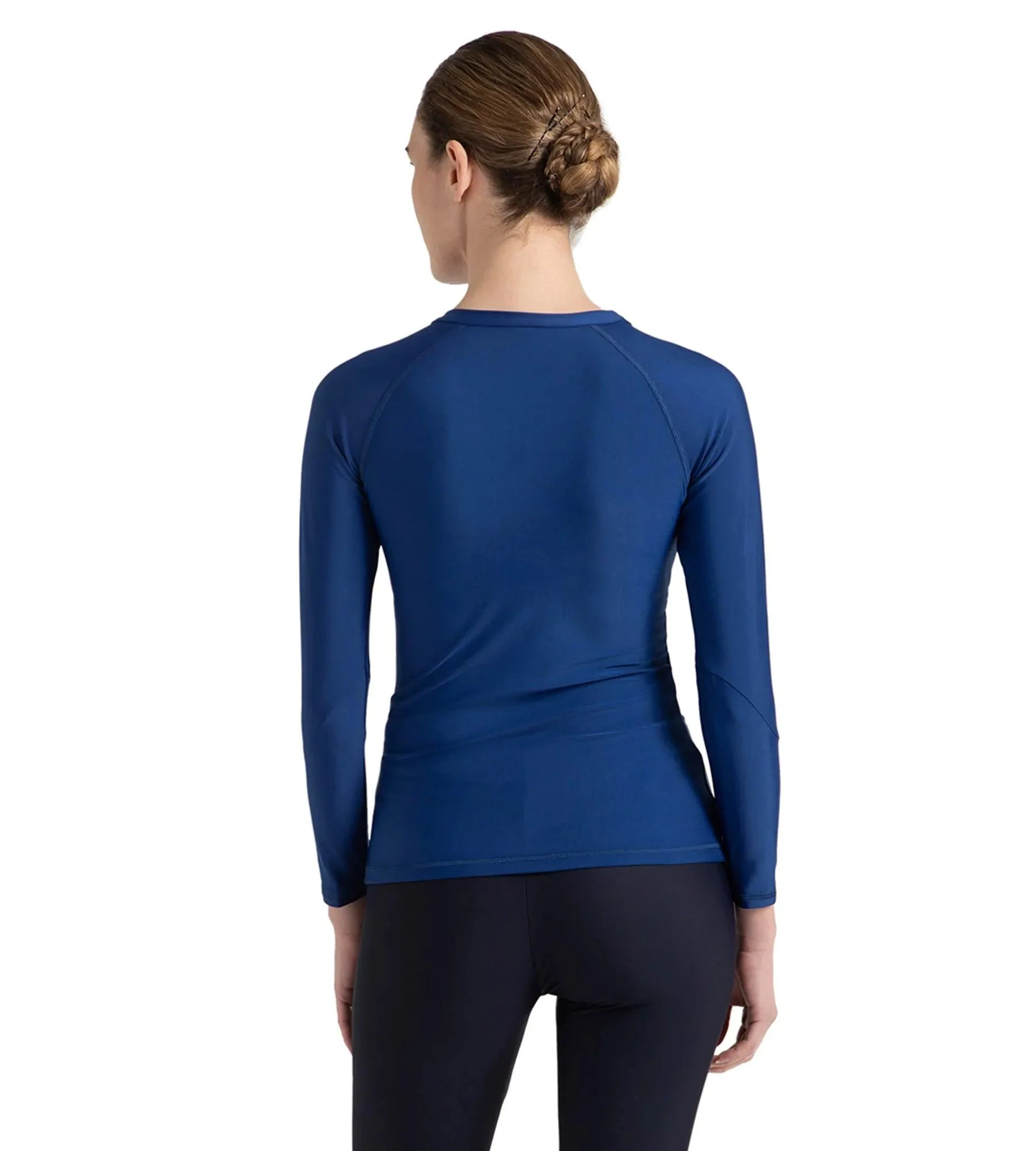 Women's Solid Long Sleeve Suntop - Ammonite Blue & White - Image 5