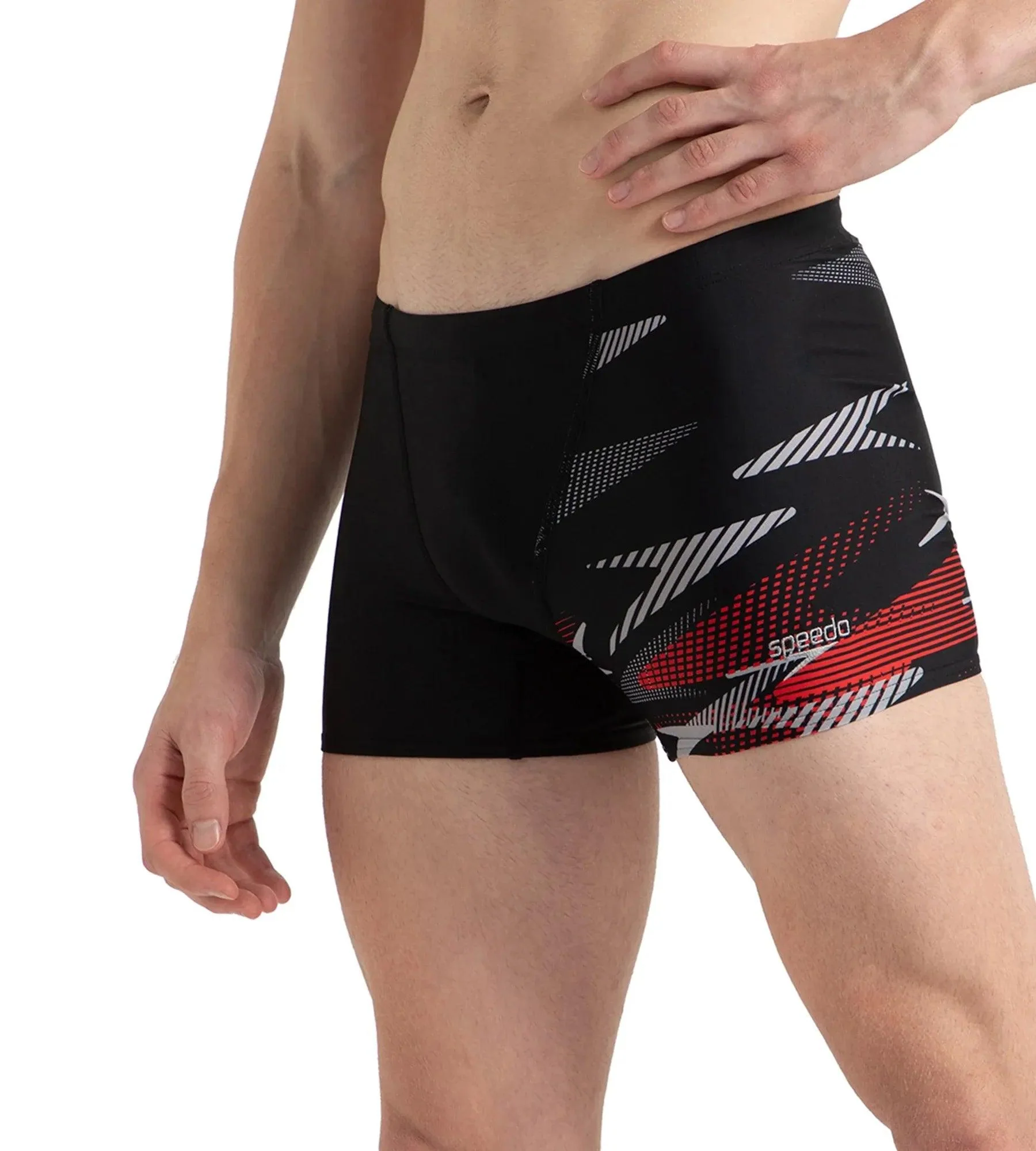 Men's Endurance10 Hyperboom Print V-Cut Aquashort - Black, High Risk Red & Monument - Image 4