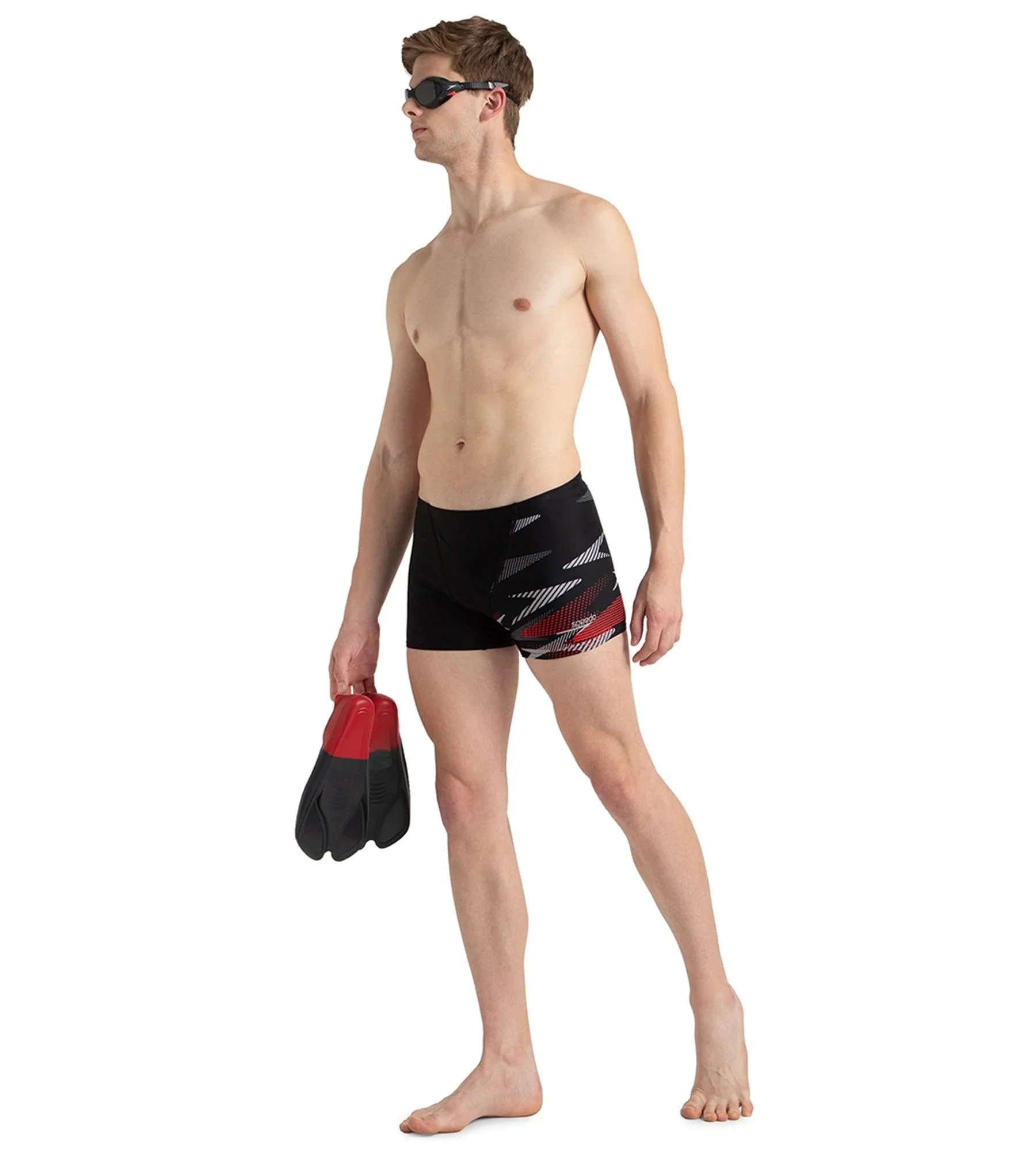 Men's Endurance10 Hyperboom Print V-Cut Aquashort - Black, High Risk Red & Monument - Image 7