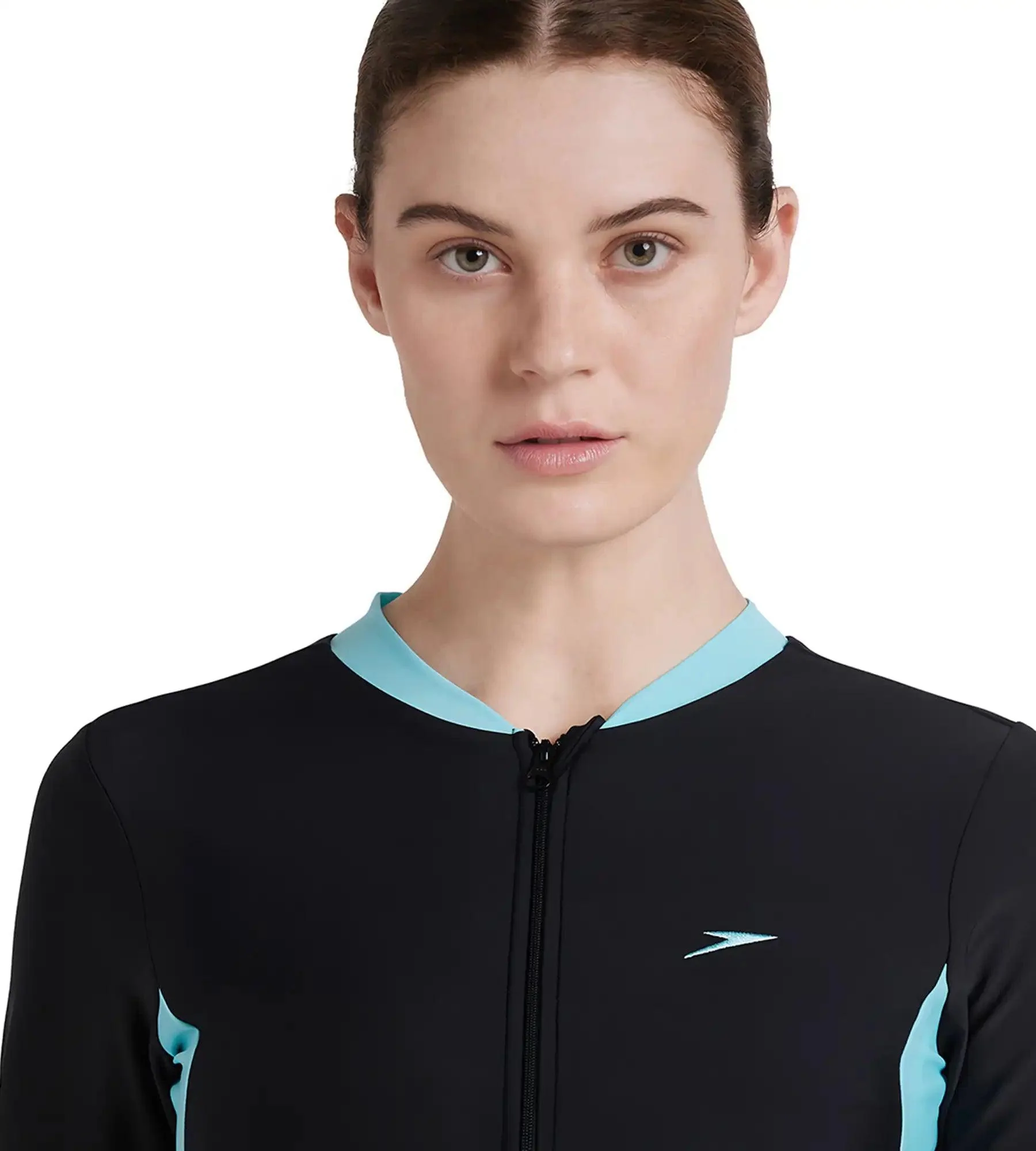 Women's Endurance 10 Two Piece Full Body Suit Swimwear - Black & Marine Blue - Image 7