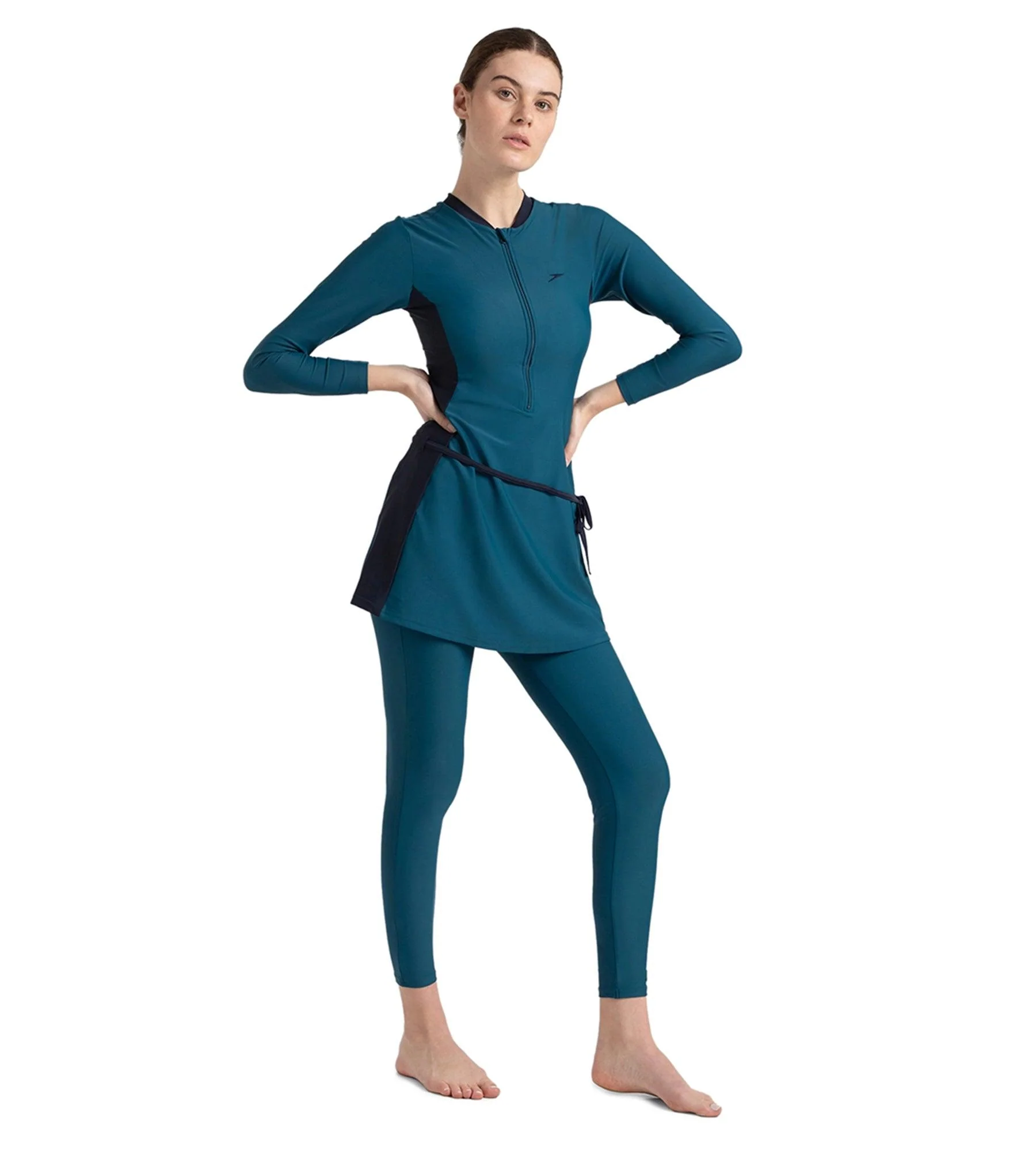 Women's Endurance 10 Two Piece Full Body Suit Swimwear - Dark Teal & True Navy - Image 4