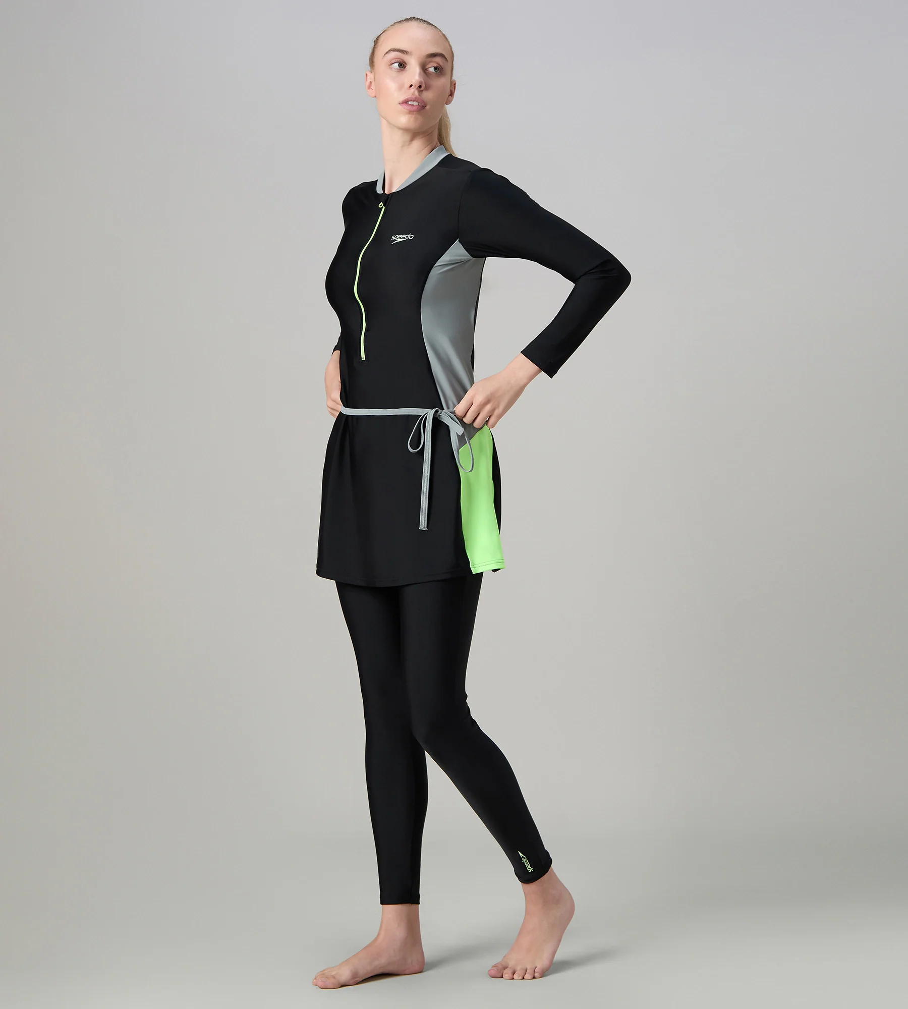 Women's Endurance10 Two Piece Closedback Full Body Suit - Black, Monument & Pale Clover - Image 3