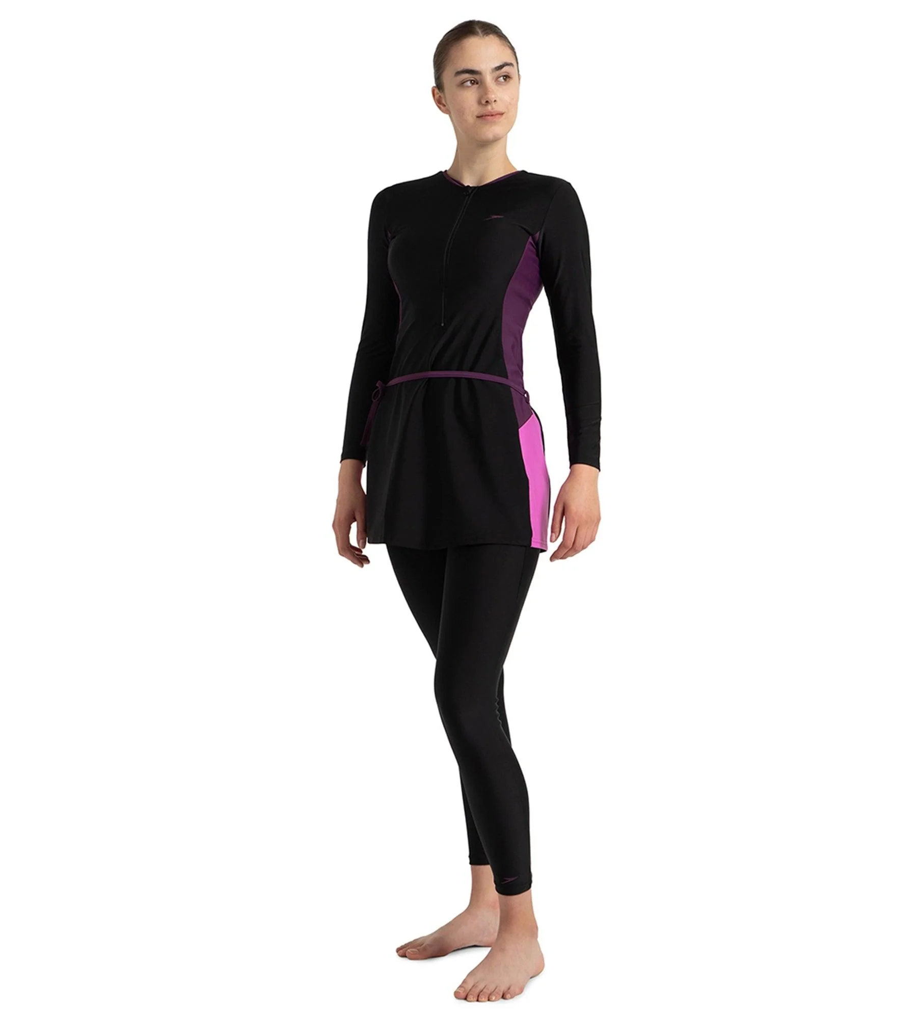 Women's Endurance10 Two Piece Closedback Full Body Suit - Black, Plum Dandy & Neon Violet - Image 3