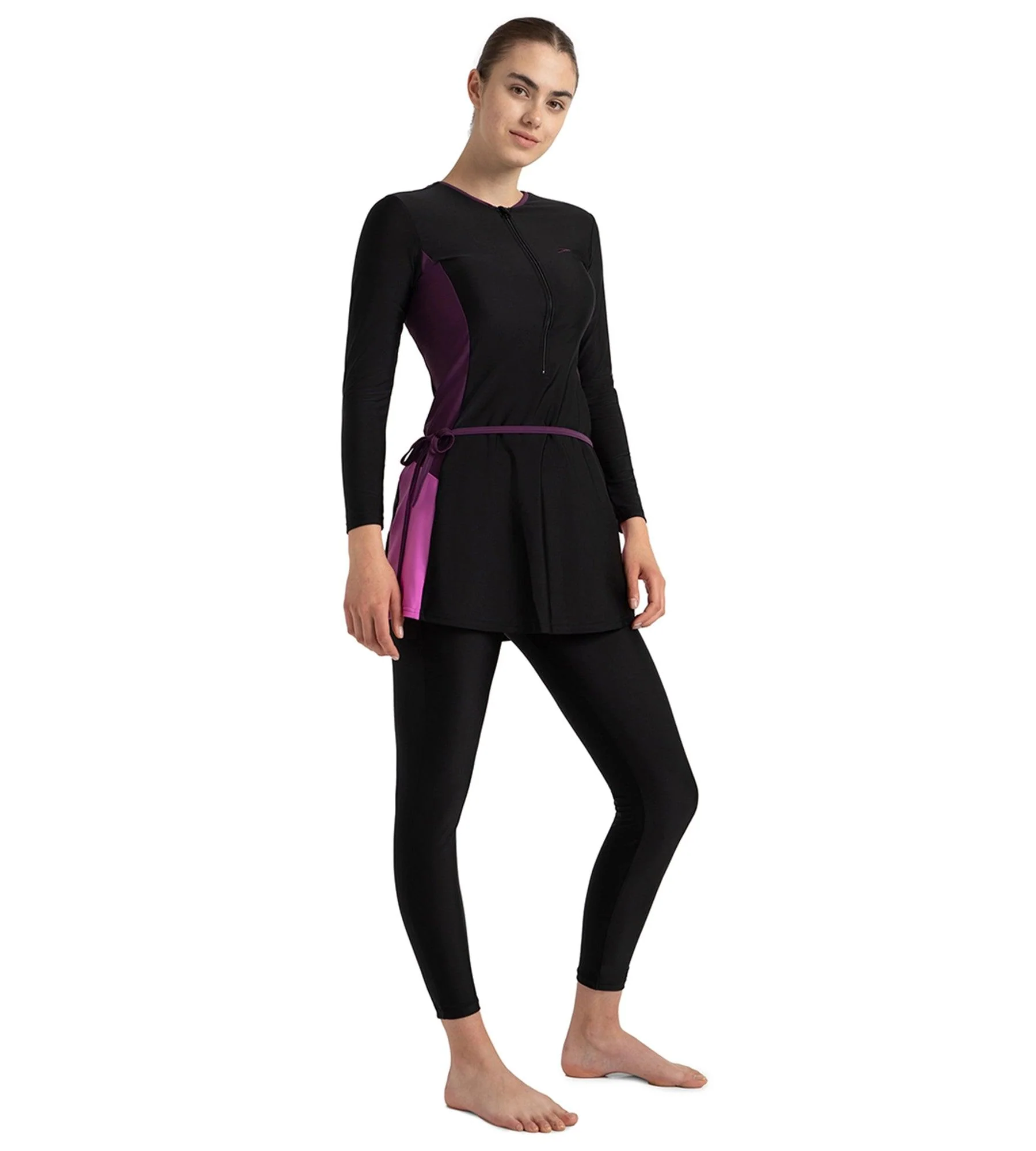 Women's Endurance10 Two Piece Closedback Full Body Suit - Black, Plum Dandy & Neon Violet - Image 4