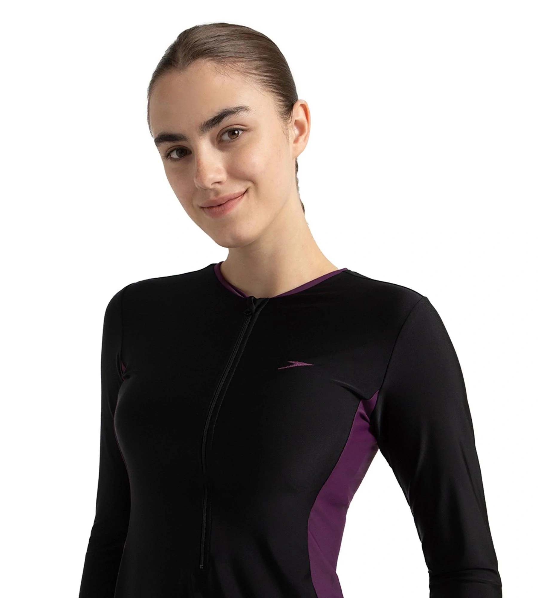 Women's Endurance10 Two Piece Closedback Full Body Suit - Black, Plum Dandy & Neon Violet - Image 6