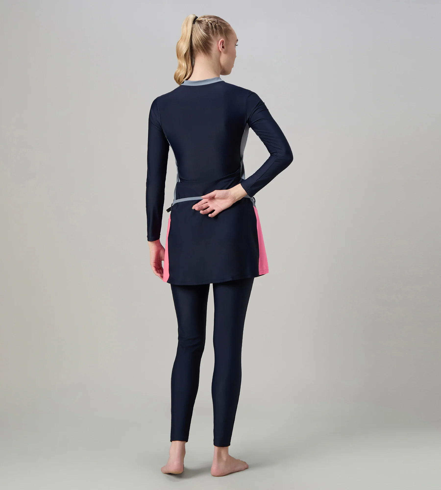 Women's Endurance10 Two Piece Closedback Full Body Suit - Navy, Coin Grey & Pink Lemonade - Image 5