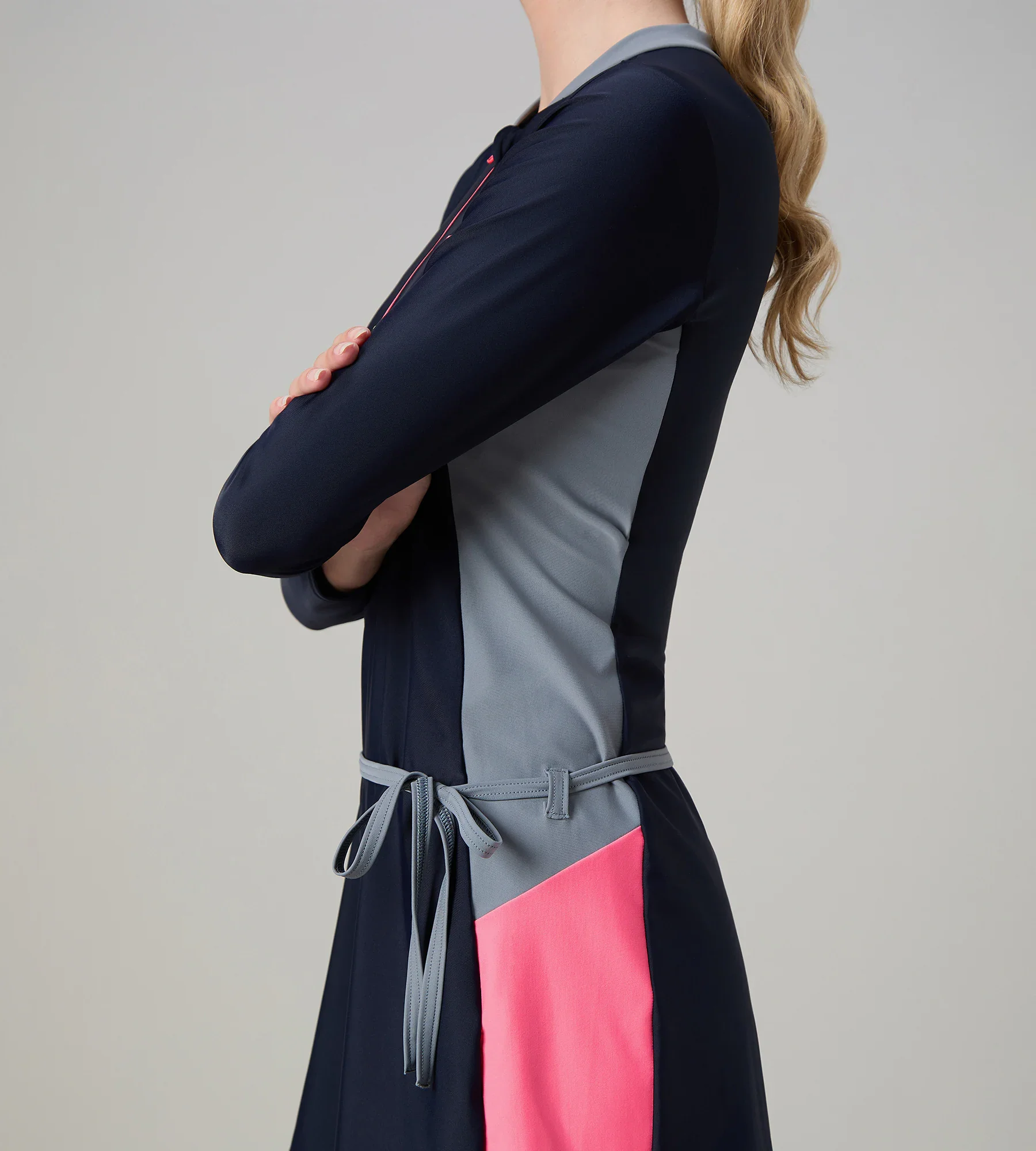 Women's Endurance10 Two Piece Closedback Full Body Suit - Navy, Coin Grey & Pink Lemonade - Image 9