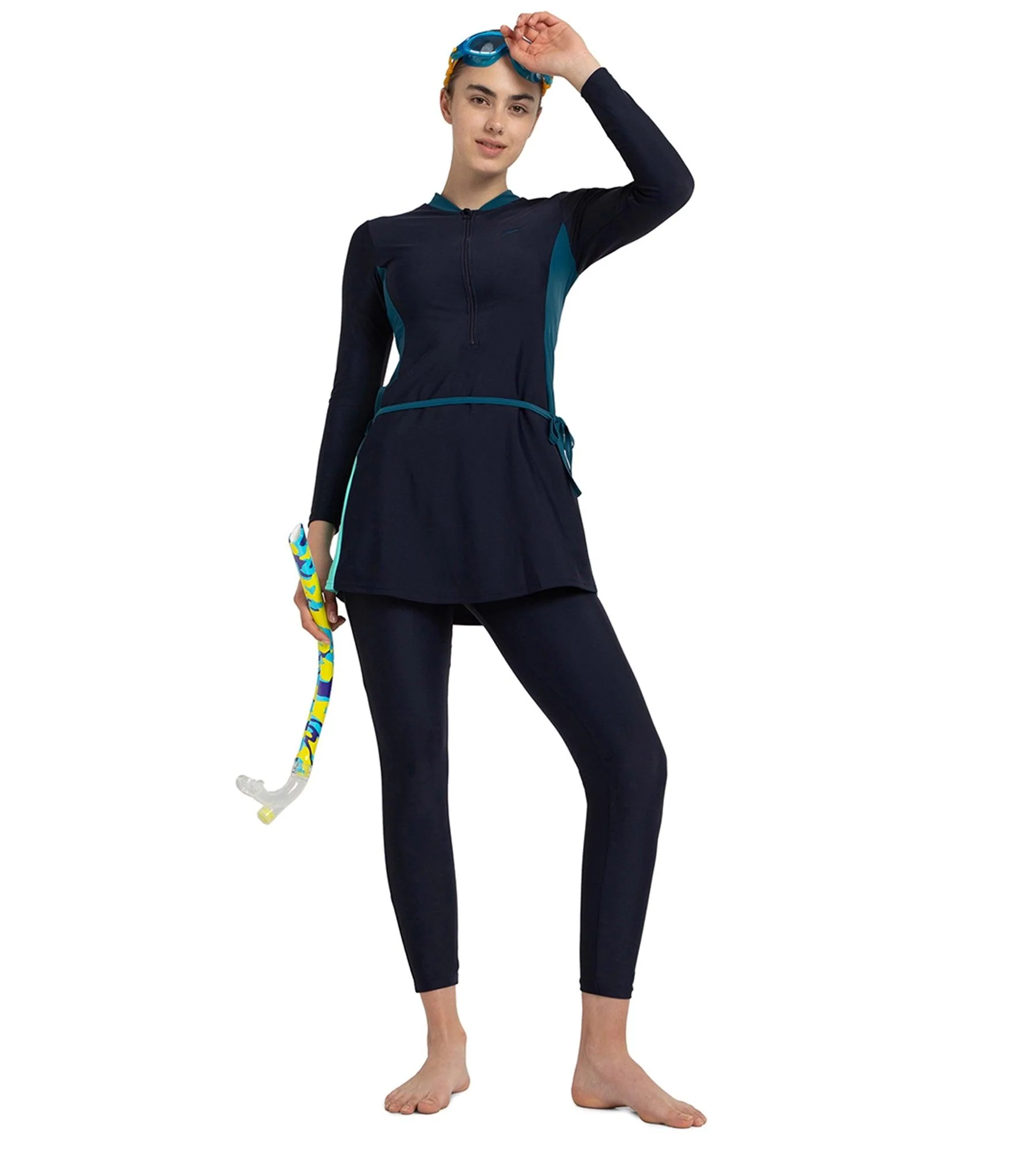 Women's Endurance10 Two Piece Closedback Full Body Suit - True Navy, Dark Teal & Arctic Glass - Image 7